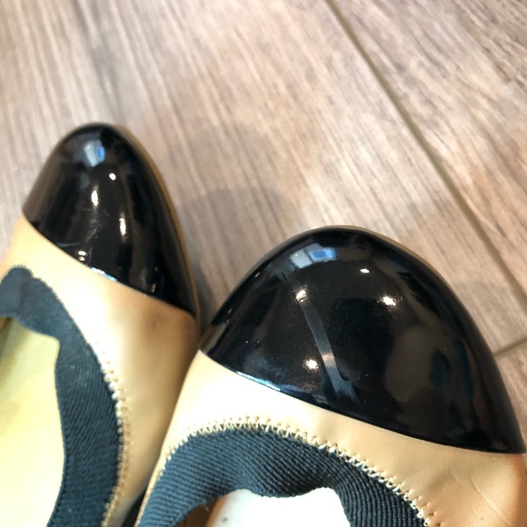 J.Crew Tan & Black Patent Cap Toe Ballet Flats - Picture 4 of 16